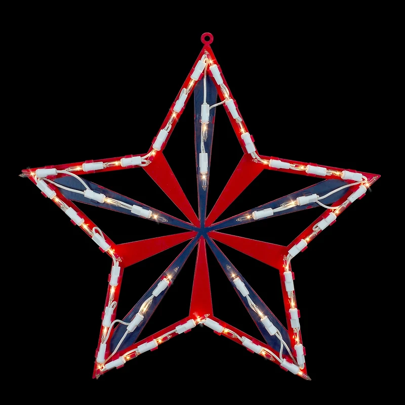 Northlight 14" Lighted Red And Blue Star - Clear Pre-Lit 4th of July Window Decor