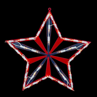 Northlight 14" Lighted Red And Blue Star - Clear Pre-Lit 4th of July Window Decor