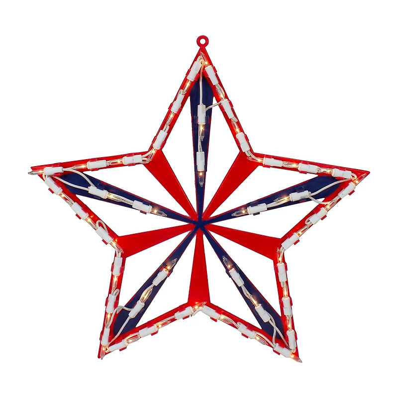 Northlight 14" Lighted Red And Blue Star - Clear Pre-Lit 4th of July Window Decor