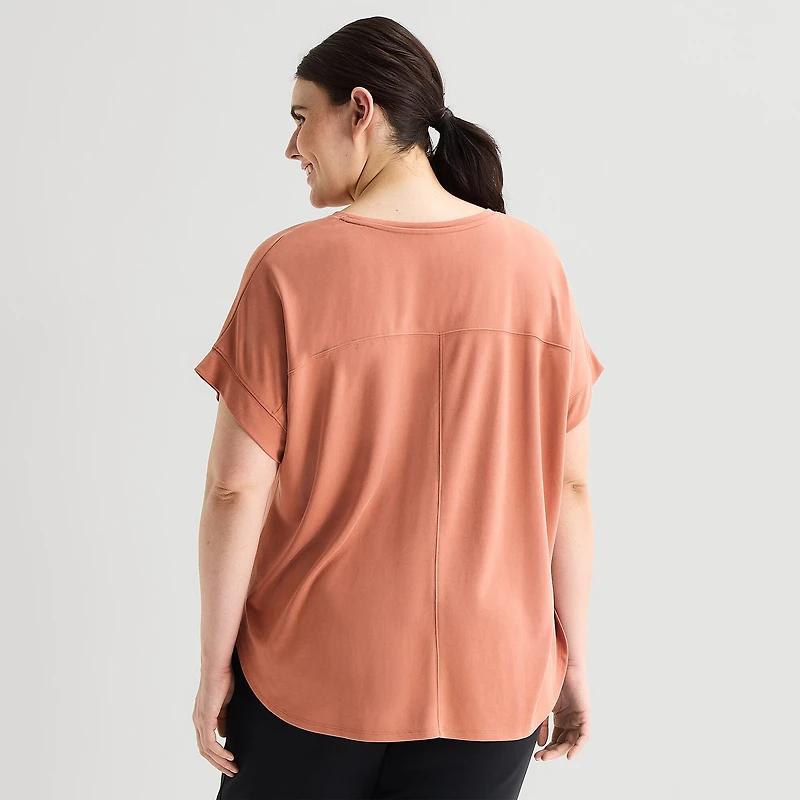 Stylus Womens Plus Crew Neck Short Sleeve T-Shirt