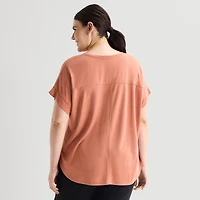Stylus Womens Plus Crew Neck Short Sleeve T-Shirt