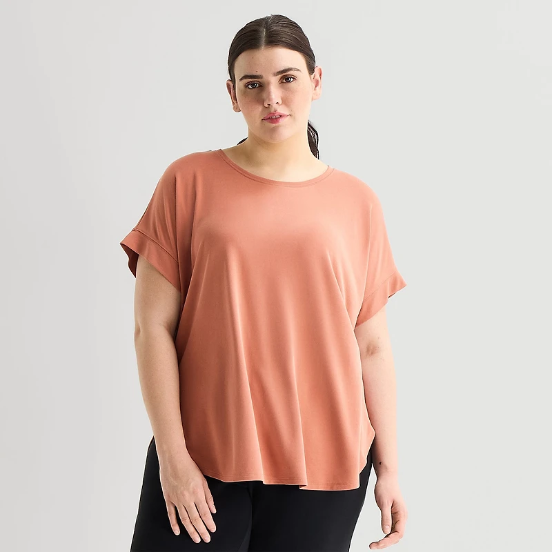 Stylus Womens Plus Crew Neck Short Sleeve T-Shirt