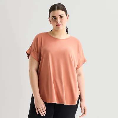 Stylus Womens Plus Crew Neck Short Sleeve T-Shirt