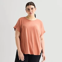 Stylus Womens Plus Crew Neck Short Sleeve T-Shirt