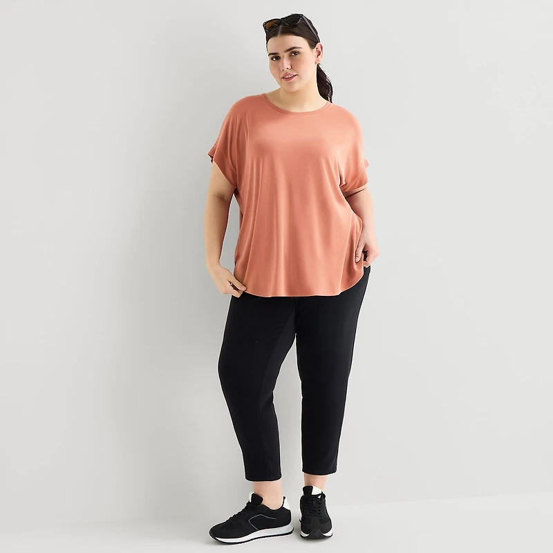 Stylus Womens Plus Crew Neck Short Sleeve T-Shirt