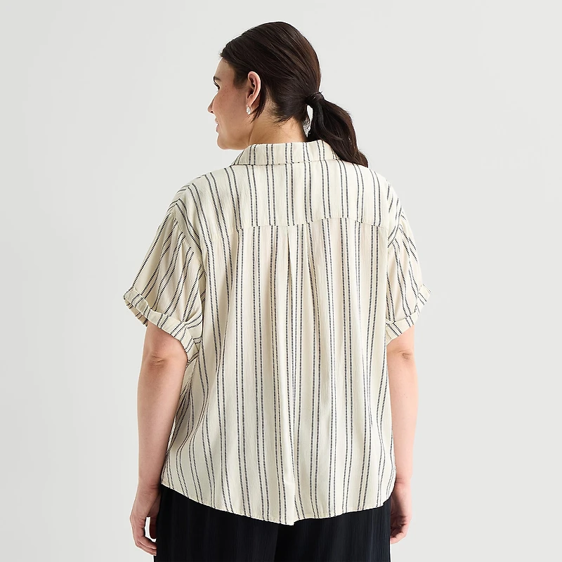 a.n.a Womens Plus Short Sleeve Blouse