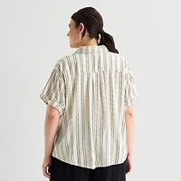 a.n.a Womens Plus Short Sleeve Blouse