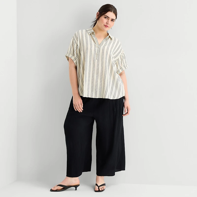 a.n.a Womens Plus Short Sleeve Blouse