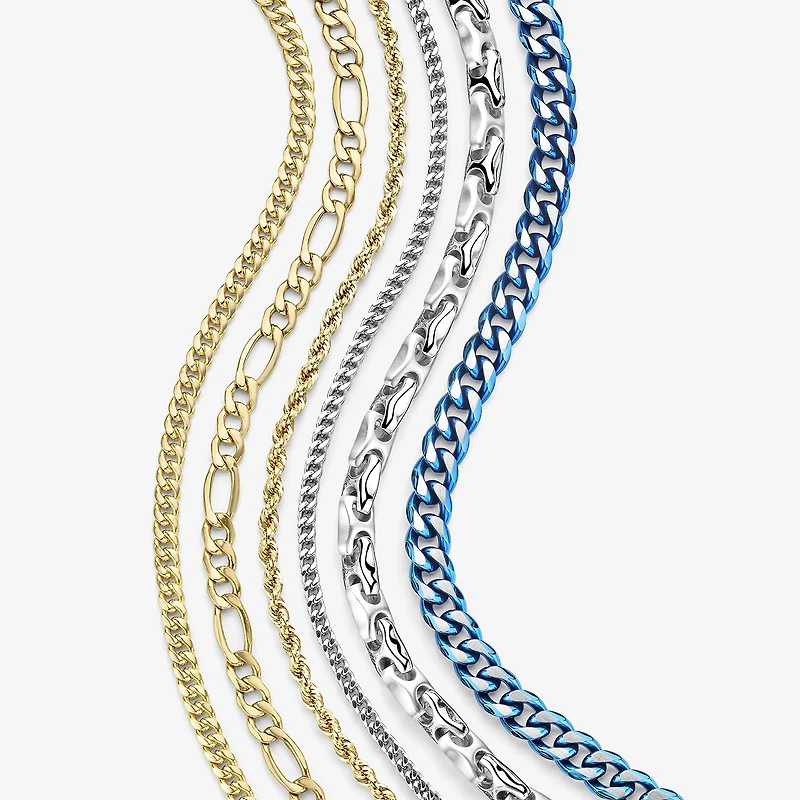 Made in Italy Mens 10K Gold 24 Inch Figaro Chain Necklace