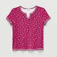 Eyeshadow Big Kid Girls Split Crew Neck Short Sleeve T-Shirt