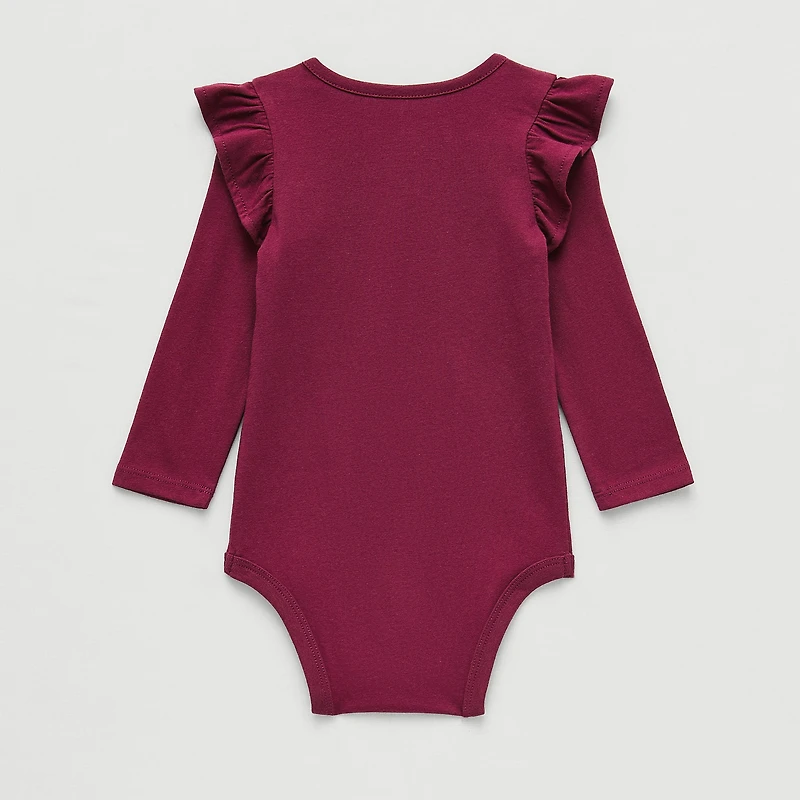 Okie Dokie Baby Girls Round Neck Long Sleeve Bodysuit