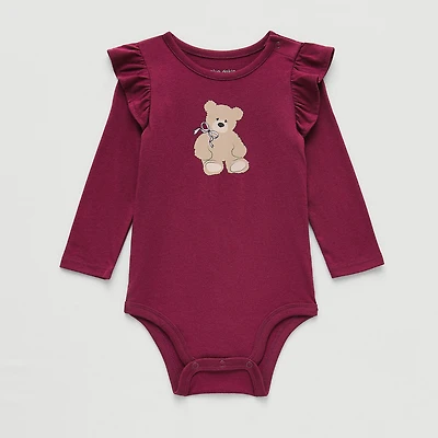 Okie Dokie Baby Girls Round Neck Long Sleeve Bodysuit
