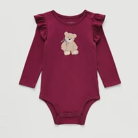 Okie Dokie Baby Girls Round Neck Long Sleeve Bodysuit