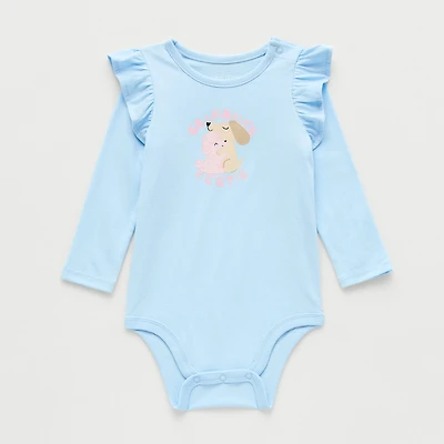 Okie Dokie Baby Girls Round Neck Long Sleeve Bodysuit