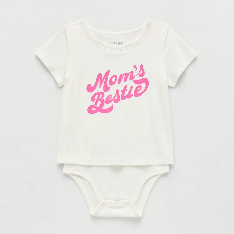 Okie Dokie Toddler Girls Bodysuit Closure Easy-on + Easy-off Adaptive Round Neck Short Sleeve