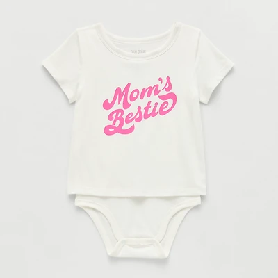 Okie Dokie Toddler Girls Bodysuit Closure Easy-on + Easy-off Adaptive Round Neck Short Sleeve