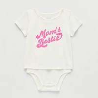 Okie Dokie Toddler Girls Bodysuit Closure Easy-on + Easy-off Adaptive Round Neck Short Sleeve