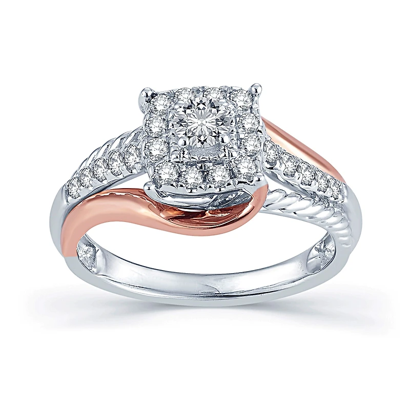 1/ CT.T.W. Natural Diamond 14K Two-Tone Gold Engagement Ring