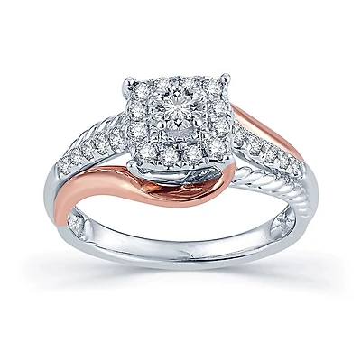 1/ CT.T.W. Natural Diamond 14K Two-Tone Gold Engagement Ring