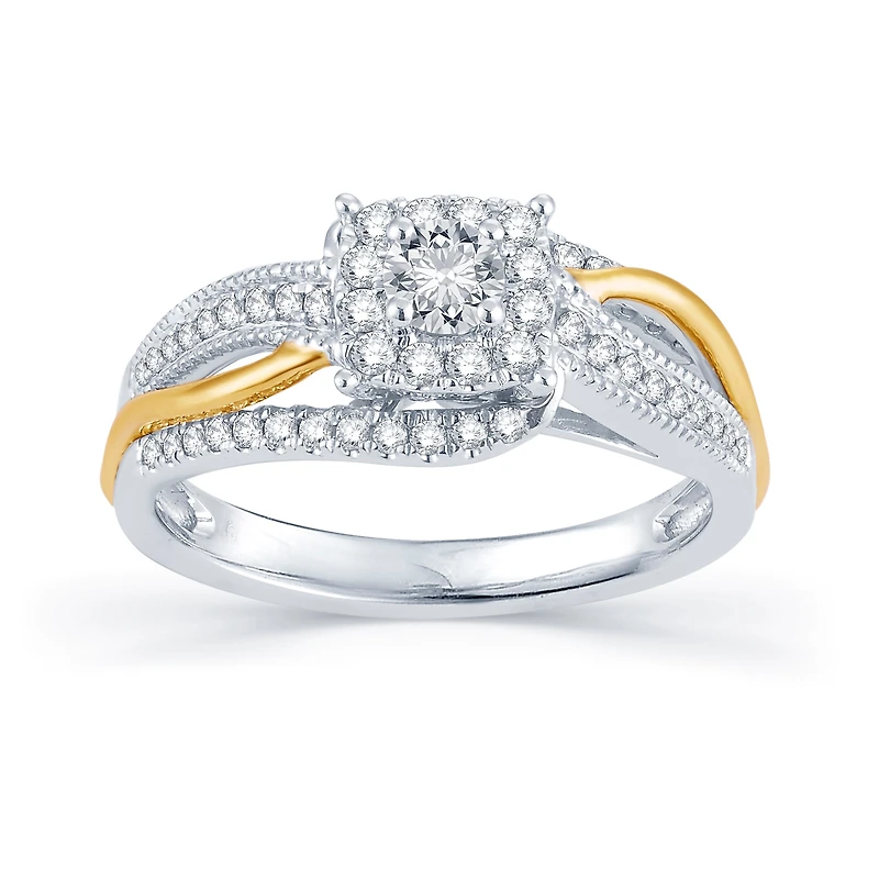 Womens 1/2 CT. T.W. Natural White Diamond 14K Gold Cushion Halo Engagement Ring