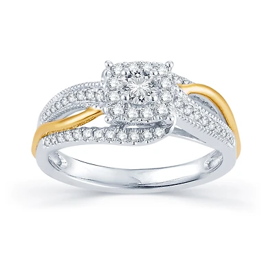 Womens 1/2 CT. T.W. Natural White Diamond 14K Gold Cushion Halo Engagement Ring
