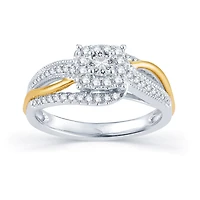 Womens 1/2 CT. T.W. Natural White Diamond 14K Gold Cushion Halo Engagement Ring
