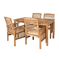 Walker Edison Willard Collection 5-pc. Weather Resistant Rectangular Dining Set