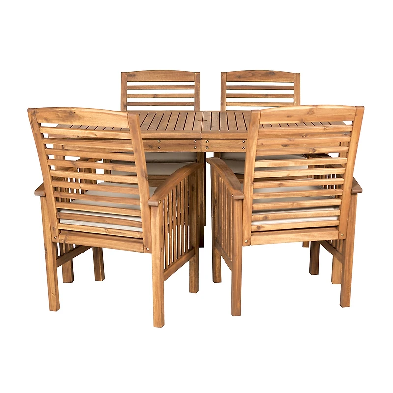 Walker Edison Willard Collection 5-pc. Weather Resistant Rectangular Dining Set