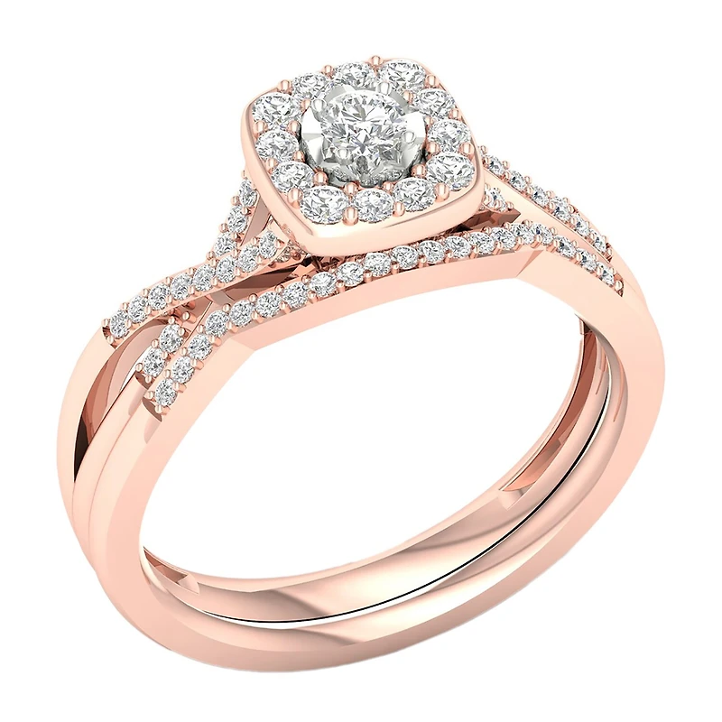 3/8 CT.T.W. Natural Diamond 10K Rose Gold Engagement Ring