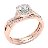3/8 CT.T.W. Natural Diamond 10K Rose Gold Engagement Ring