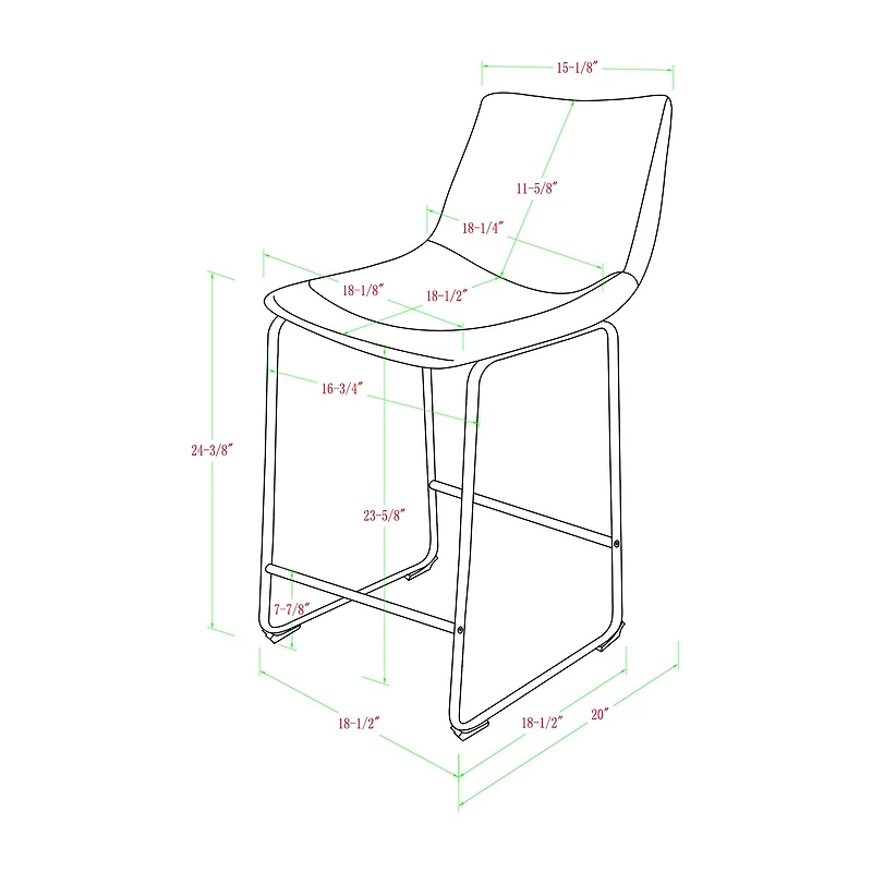 2-pc. Faux Leather Kitchen Counter Stools