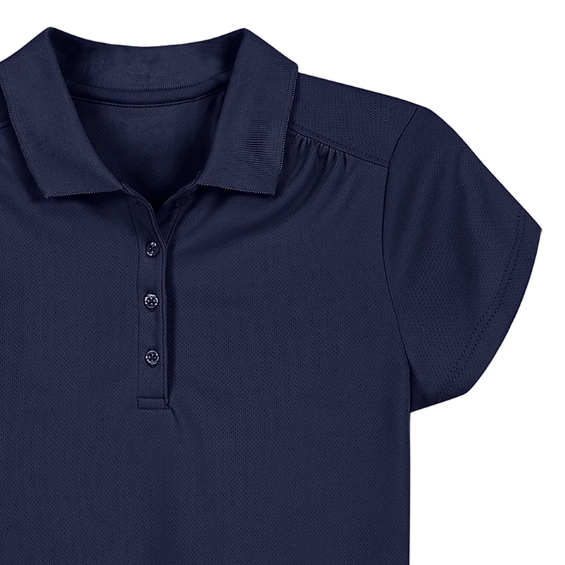 IZOD Performance Mesh Little & Big Kid Girls Short Sleeve Regular Fit Wrinkle Resistant Moisture Wicking Polo Shirt