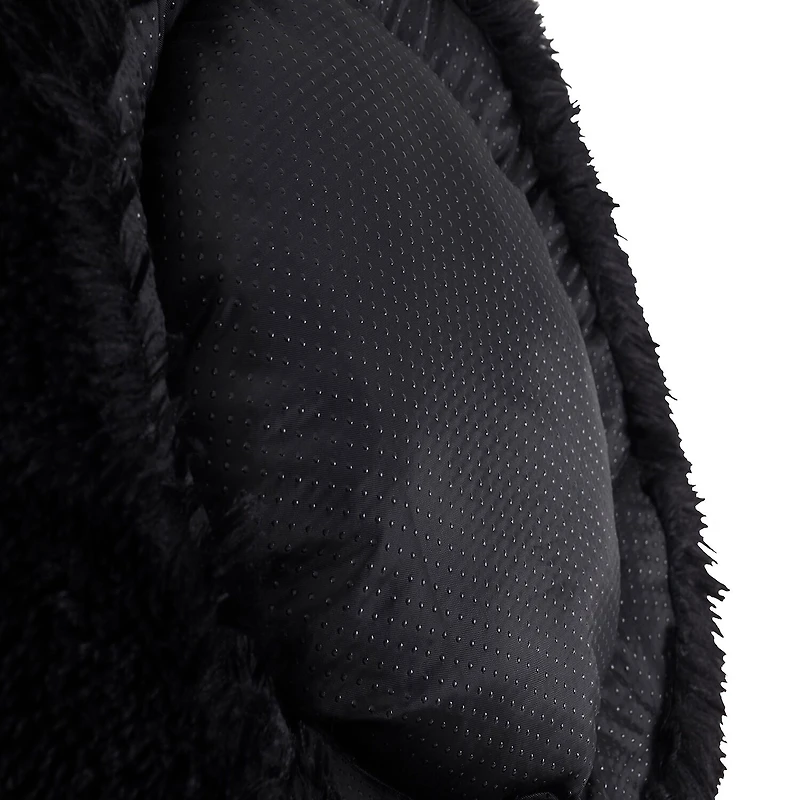 Sweet Home Collection 20in Black Round Calming Faux Fur Donut Pet Bed