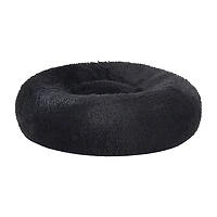 Sweet Home Collection 20in Black Round Calming Faux Fur Donut Pet Bed