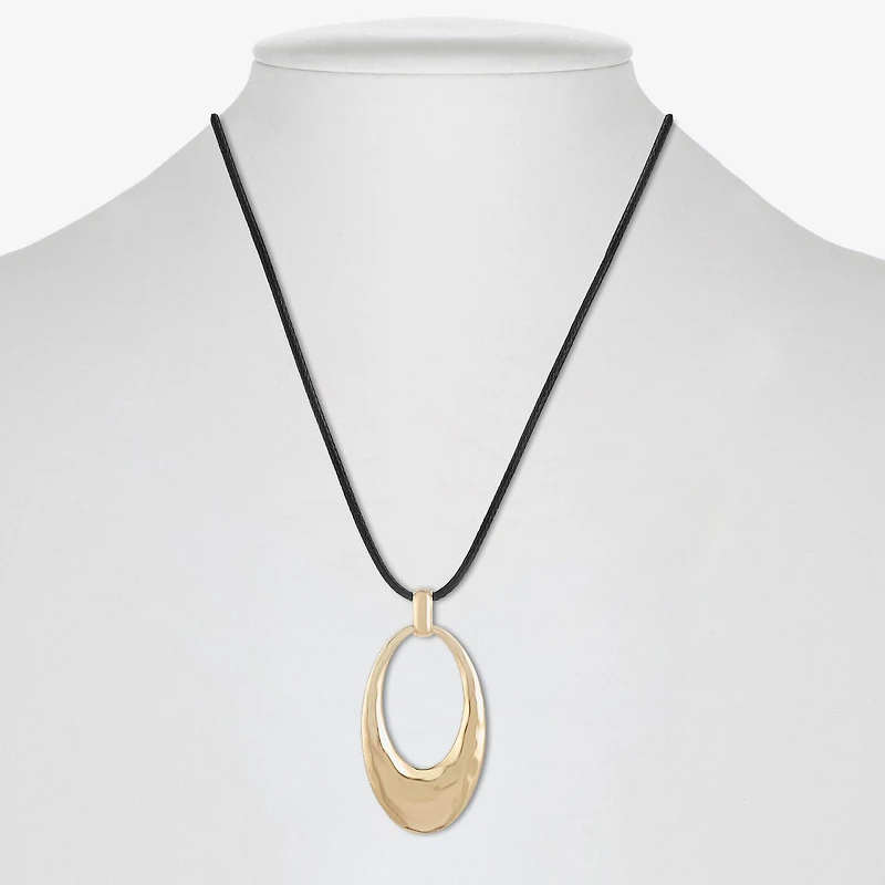 Liz Claiborne Cord Hammered Womens 18 Inch Pendant Necklace
