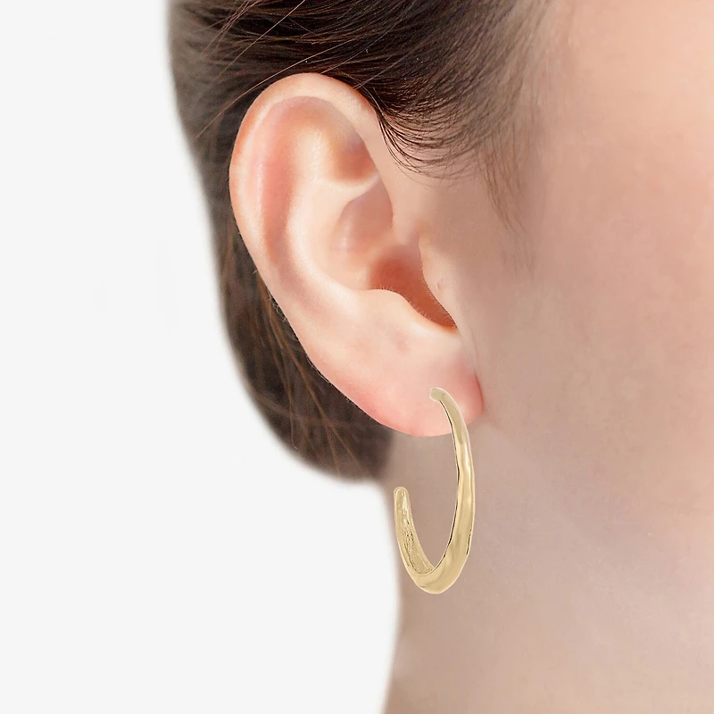 Liz Claiborne Hammered Womens 44.5mm Hypoallergenic Hoop Earrings