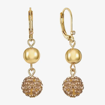 Monet Jewelry Double Beaded Womens Brown Glass Surgical Steel Round Drop Earrings