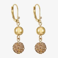 Monet Jewelry Double Beaded Womens Brown Glass Surgical Steel Round Drop Earrings