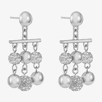 Monet Jewelry Beaded Womens Brown Glass Surgical Steel Round Hypoallergenic Chandelier Earrings