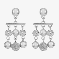 Monet Jewelry Beaded Womens Brown Glass Surgical Steel Round Hypoallergenic Chandelier Earrings