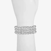 Monet Jewelry Womens Glass Surgical Steel Round Stretch Bracelet