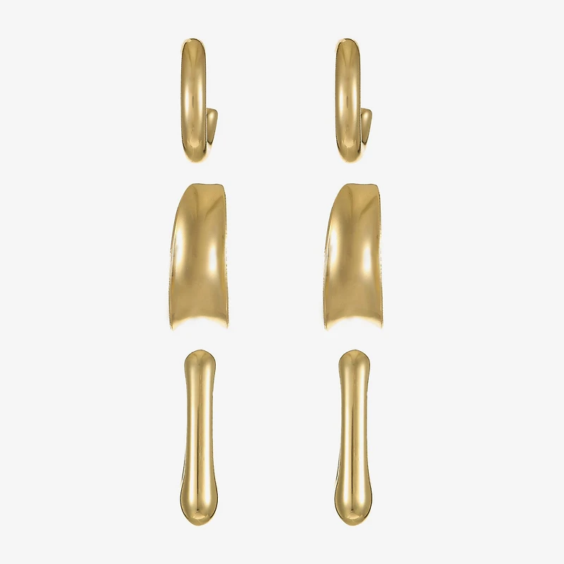 Liz Claiborne Hoop Womens Square Hypoallergenic 3 Pair Earring Set