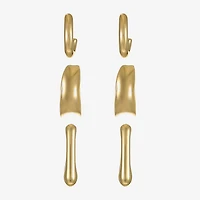 Liz Claiborne Hoop Womens Square Hypoallergenic 3 Pair Earring Set