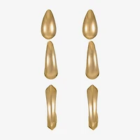 Liz Claiborne Stud & Hoop Womens Hypoallergenic 3 Pair Earring Set