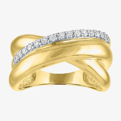 Diamond Addiction (G-H, Si2-I1) Womens 11.5MM 1/4 CT. T.W. Lab Grown White 10K Gold Round Crossover Band