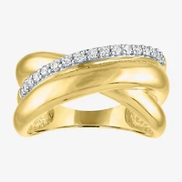 Diamond Addiction (G-H, Si2-I1) Womens 11.5MM 1/4 CT. T.W. Lab Grown White 10K Gold Round Crossover Band