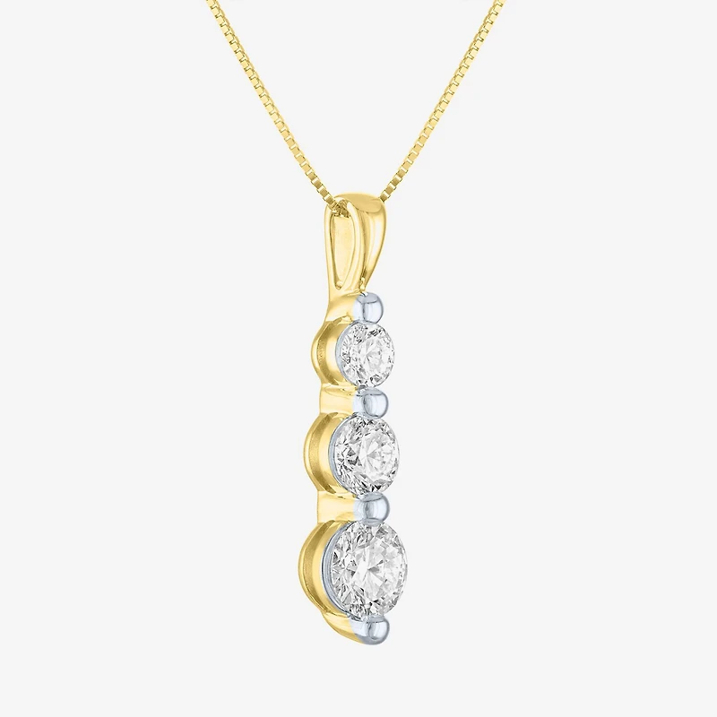 (Gh / Si2 I1) Womens 1 CT. T.W. Lab Grown White Diamond 10K Gold 18 Inch Pendant Necklace