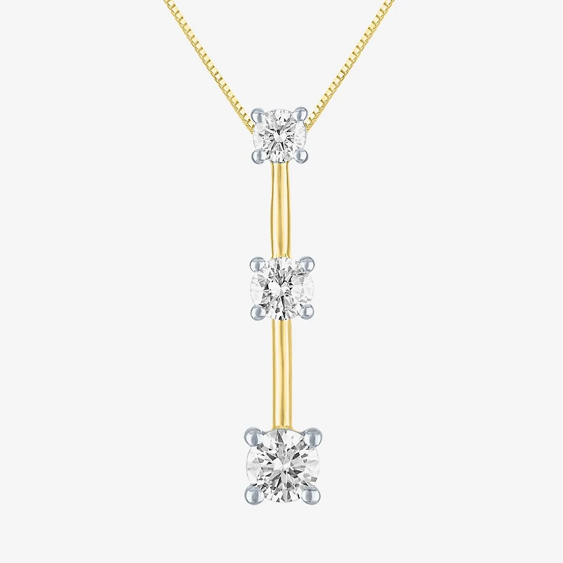 (G-H / Si2 I1) Womens 1 CT. T.W. Lab Grown White Diamond 10K Gold Round 16 Inch Pendant Necklace