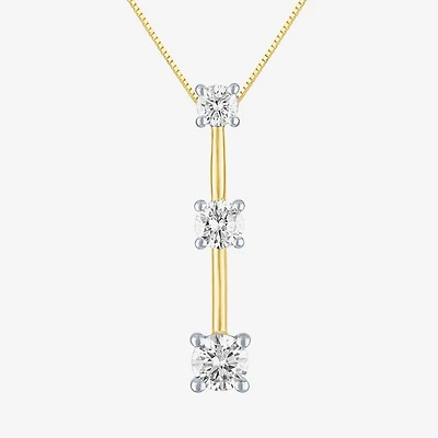 (G-H / Si2 I1) Womens 1 CT. T.W. Lab Grown White Diamond 10K Gold Round 16 Inch Pendant Necklace