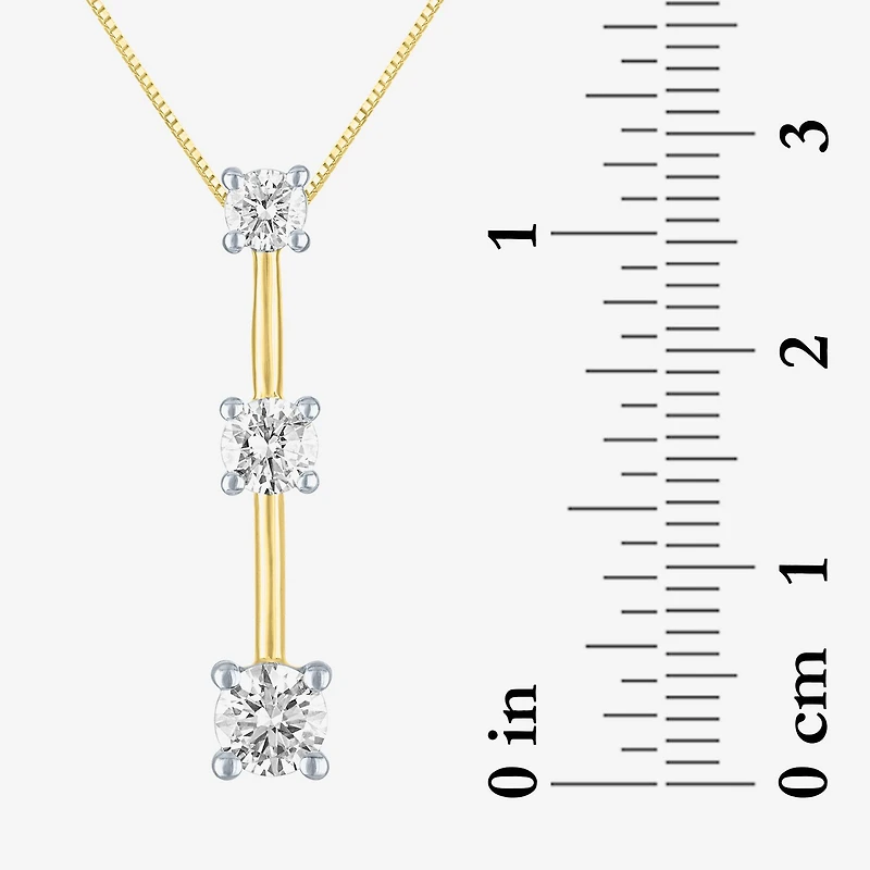 (G-H / Si2 I1) Womens 1 CT. T.W. Lab Grown White Diamond 10K Gold Round 16 Inch Pendant Necklace